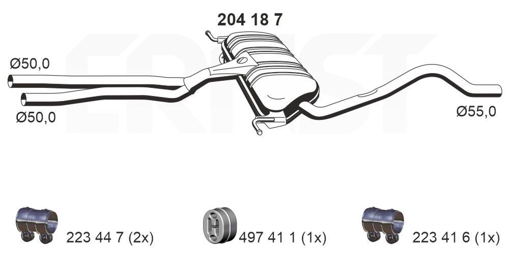 Original ERNST Middle exhaust 204187 for AUDI A6