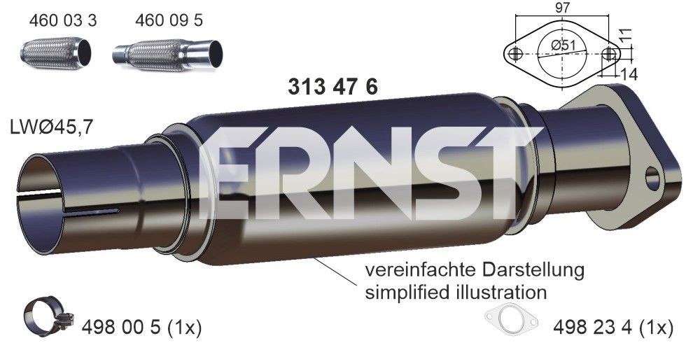 ERNST Repair Pipe, catalytic converter 313476 buy