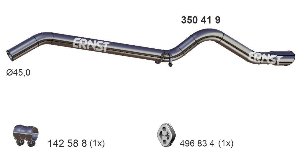 ERNST Length: 1250mm, Rear, without exhaust tip Exhaust Pipe 350419 buy