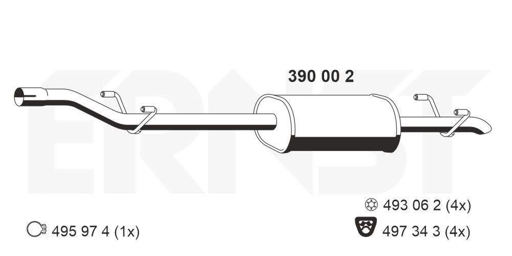 ERNST 390002 Middle silencer Length: 2120mm