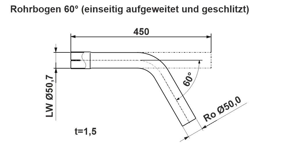 Exhaust middle section ERNST 450 mm - 461375