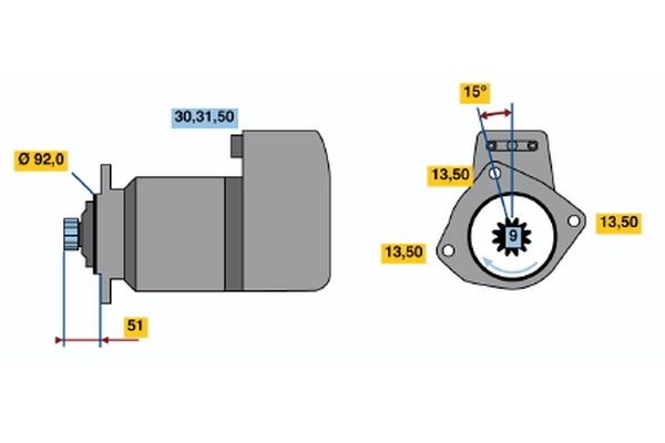 BOSCH Starter motors 0 001 417 001 suitable for MERCEDES-BENZ Citaro (O 530)