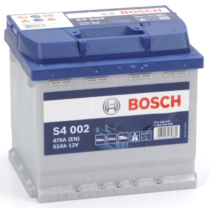 BOSCH S4 002 Fahrzeugbatterie 12V 52Ah 470A B13 Bleiakkumulator