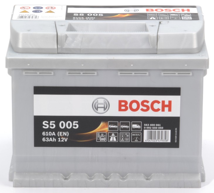 0 092 S50 050 BOSCH S5 005 S5 Batterie 12V 63Ah 610A B13 Bleiakkumulator