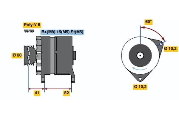 N1 (R) 40V 50/90A BOSCH 40V, 90A, excl. vacuum pump, Ø 60 mm Generator 0 120 468 128 buy