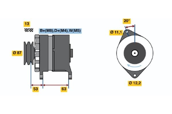N1 (R) 28V 10/55A BOSCH 28V, 55A, excl. vacuum pump, Ø 86,5 mm Generator 0 120 469 010 buy