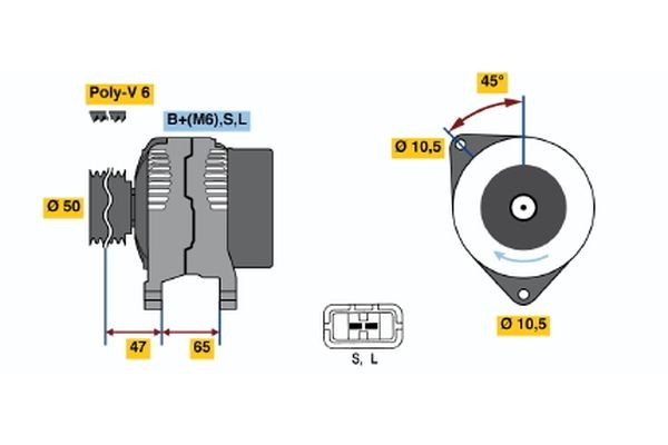 GC (R) 14V 30/70A BOSCH 14V, 70A, excl. vacuum pump, Ø 50 mm Generator 0 123 115 010 buy