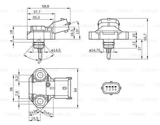 0261230112 Fuel pressure sensor DS-K-TF BOSCH Low Pressure Side