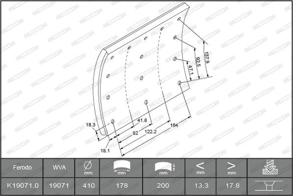 K19071.0-F3660 FERODO Bremsbelagsatz, Trommelbremse für BMC online bestellen