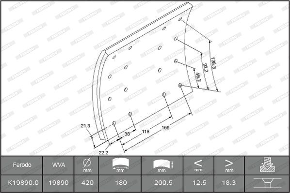 FERODO Brake Lining Kit, drum brake K19890.0-F3658
