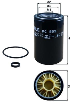 0000000000000000000000 KNECHT Spin-on Filter Height: 168,5, 169mm Inline fuel filter KC 553D buy