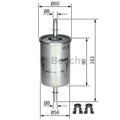 BOSCH 0 450 905 273 Fuel filters In-Line Filter, 8mm, 8mm