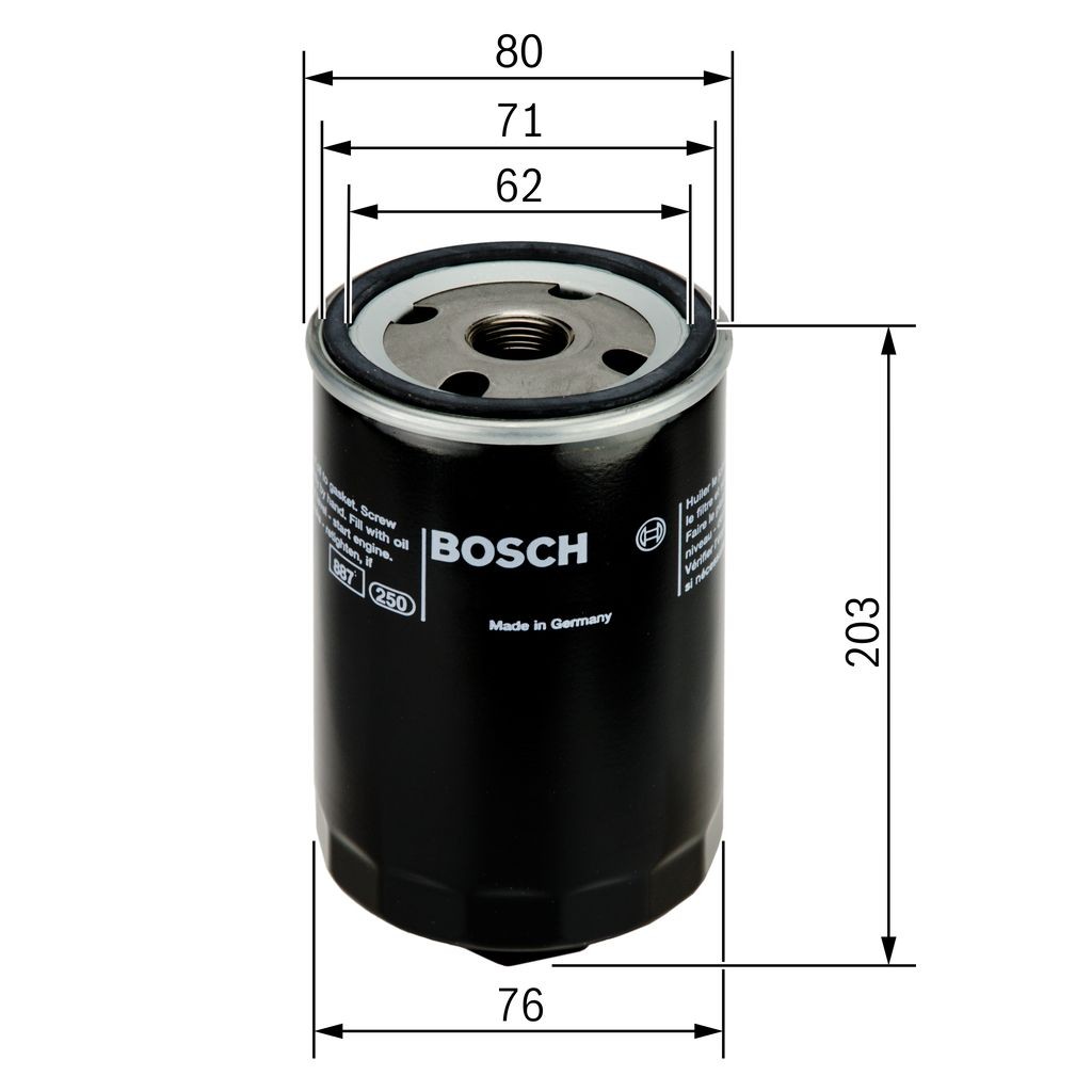 P 3338 BOSCH M 24 x 2, Spin-on Filter Inner Diameter 2: 76, 62mm, Ø: 80, 71mm, Height: 203mm Oil filters 0 451 103 338 buy