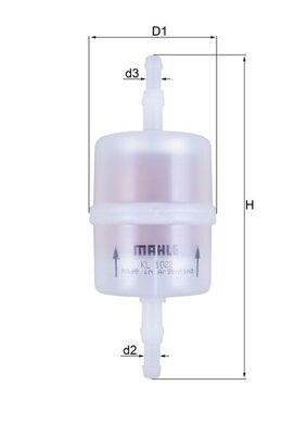 MAHLE ORIGINAL KL 1022 Fuel filter In-Line Filter, 6mm, 6,1mm