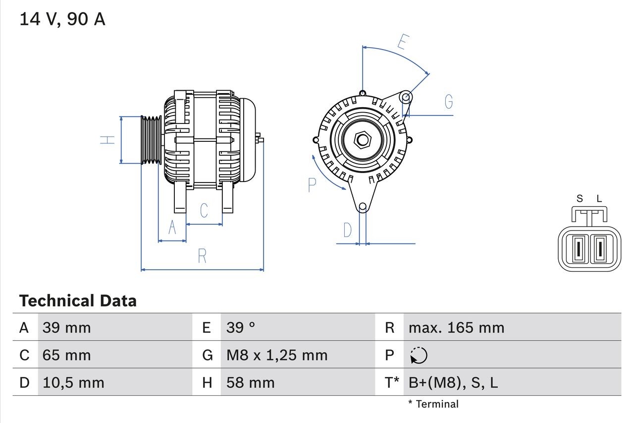 4268 BOSCH 14V, 90A, excl. vacuum pump, Ø 57,5 mm Generator 0 986 042 680 buy