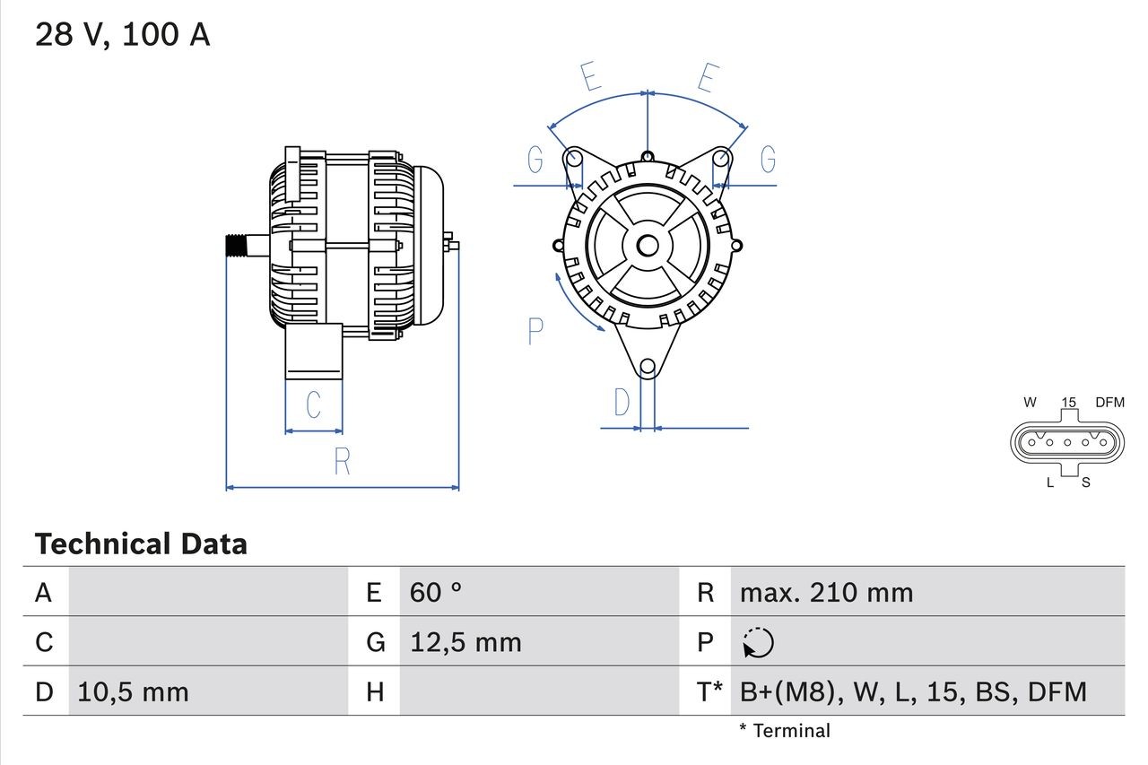 4529 BOSCH 28V, 100A, B+(M8), 82, excl. vacuum pump Generator 0 986 045 290 buy