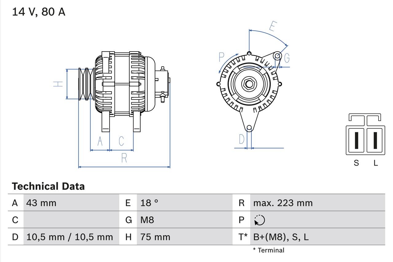 4560 BOSCH 14V, 80A, incl. vacuum pump, Ø 75 mm Generator 0 986 045 601 buy