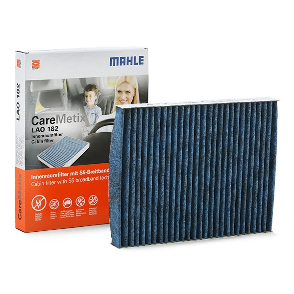 MAHLE ORIGINAL LAO 182 Pollen filter Activated Carbon Filter, with anti-allergic effect, with antibacterial action, 278,0 mm x 217 mm x 30,0 mm, CareMetix®