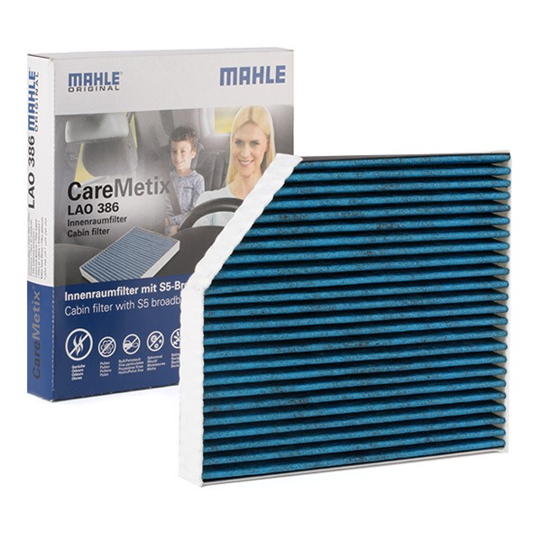 MAHLE ORIGINAL LAO 386 Pollen filter Activated Carbon Filter, with anti-allergic effect, with antibacterial action, 241,0 mm x 279 mm x 35,0 mm, CareMetix®