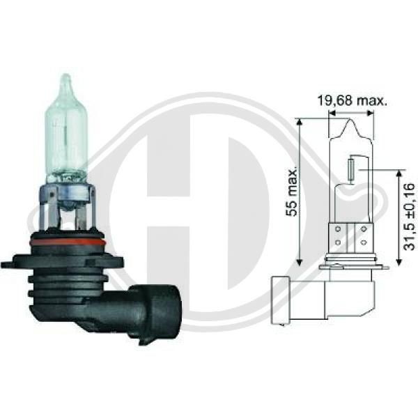Spotlight bulb DIEDERICHS Long Life HB3 12V 60W P20d, Halogen - LID10026