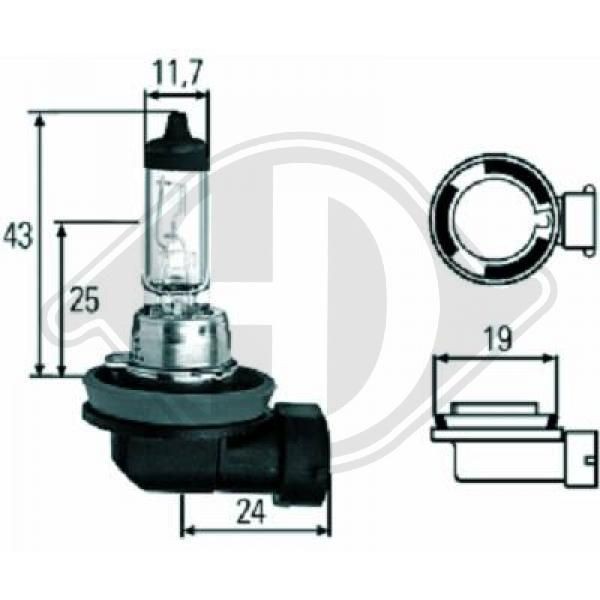 Fiat PUNTO Low beam bulb 11615501 DIEDERICHS LID10038 online buy