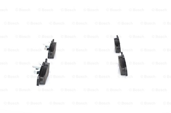0986424463 Set of brake pads E9-90R-02A1200/1504 BOSCH Low-Metallic, with mounting manual, with anti-squeak plate, with piston clip