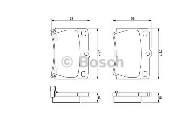 0986424711 Set of brake pads 7602-D733 BOSCH Low-Metallic, with acoustic wear warning
