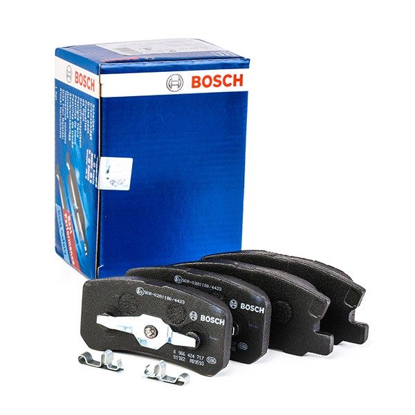BOSCH 23582 Disc pads Low-Metallic, with acoustic wear warning, with piston clip, with mounting manual