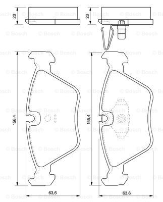 0986424767 Set of brake pads 7592-D946 BOSCH Low-Metallic, with mounting manual, with anti-squeak plate, with piston clip