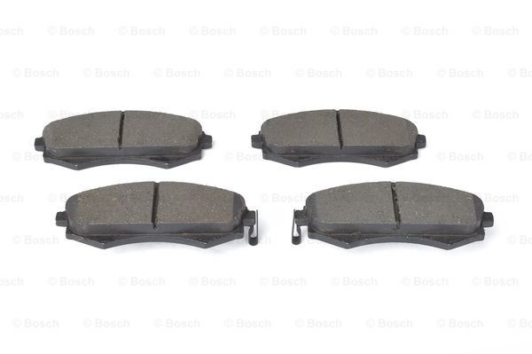 0986424810 Set of brake pads 24031 BOSCH Low-Metallic, with acoustic wear warning, with anti-squeak plate