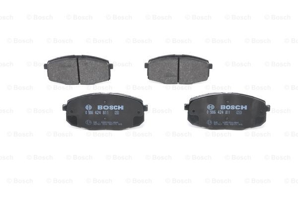 BOSCH 23987 Disc pads Low-Metallic, with acoustic wear warning, with anti-squeak plate, with mounting manual