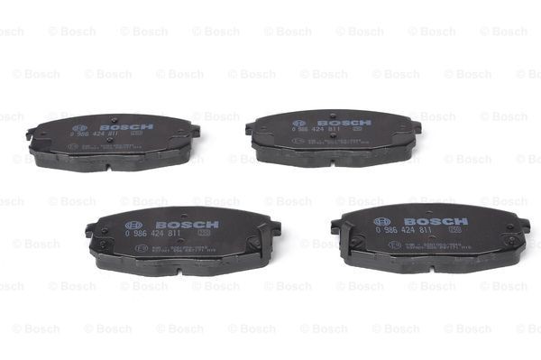 0986424811 Set of brake pads 0 986 424 811 BOSCH Low-Metallic, with acoustic wear warning, with anti-squeak plate, with mounting manual
