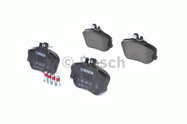 0986460977 Set of brake pads 21439 BOSCH Low-Metallic, with anti-squeak plate, with bolts/screws, with accessories