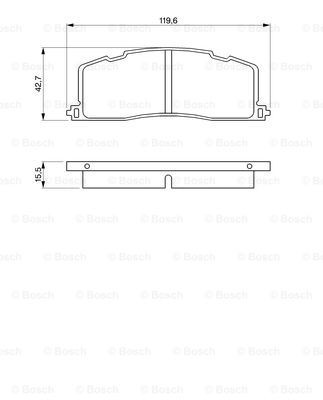 0986461140 Set of brake pads 7381-D501 BOSCH Low-Metallic, with acoustic wear warning, with anti-squeak plate