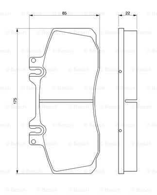 0986468350 Set of brake pads E9-90R-02A1725/0644 BOSCH Low-Metallic, with mounting manual