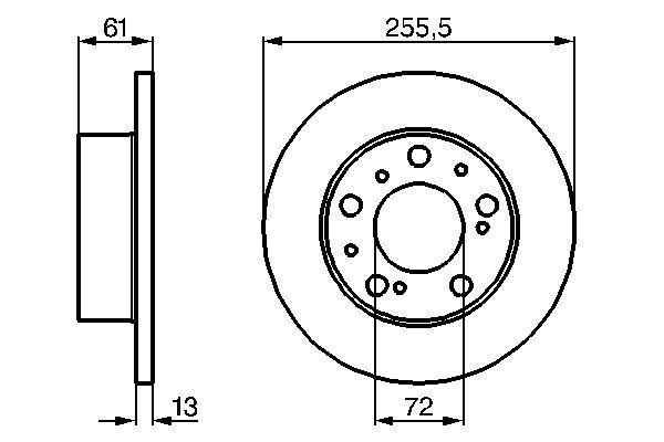 BOSCH 0 986 478 067 Brake disc 256x13mm, 5x118, solid, Oiled