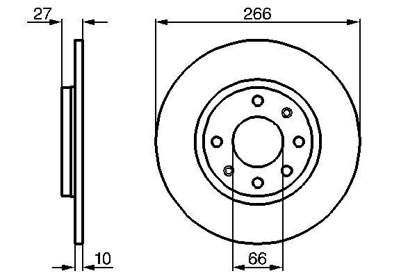 BOSCH 0 986 478 090 Brake disc 266x9,9mm, 4x108, solid, Oiled