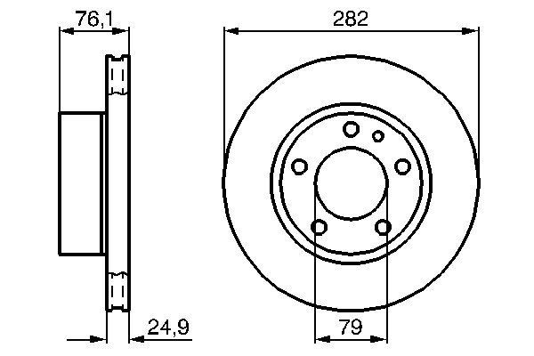 BOSCH 0 986 478 217 Brake disc 282x25mm, 5x120, Vented, internally vented, Oiled, High-carbon