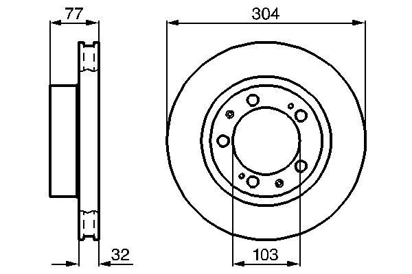 BOSCH 0 986 478 409 Brake disc 304x32mm, 5x130, Vented, internally vented, Oiled, High-carbon