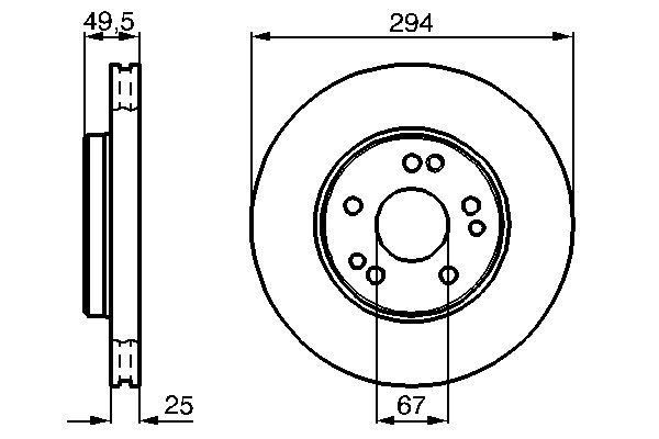 BOSCH 0 986 478 428 Brake disc 294x24,9mm, 5x112, Vented, internally vented, coated, Alloyed/High-carbon