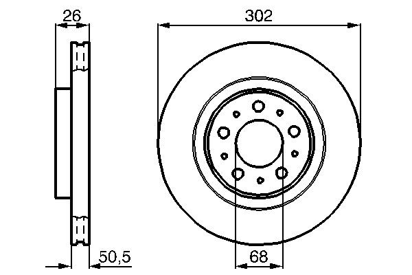 BOSCH 0 986 478 454 Brake disc 302x26mm, 5x108, Vented, Oiled, High-carbon