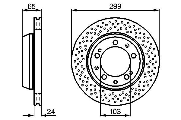 BOSCH 0 986 478 595 Brake disc 298,8x24mm, 5x130, Perforated, Vented, Coated