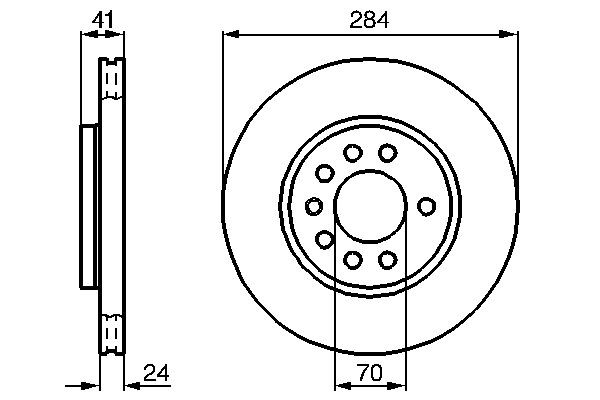 BOSCH 0 986 478 717 Brake disc 284x24mm, 5x110, Vented, internally vented, Oiled, Alloyed/High-carbon