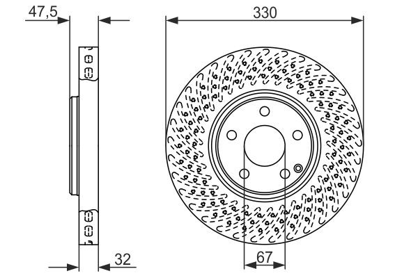BOSCH 0 986 479 334 Brake disc 330x32mm, 5x112, Perforated, Vented, Coated, High-carbon