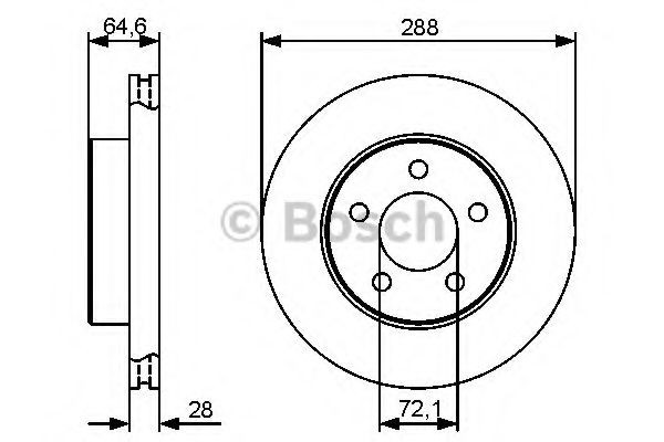 0986479461 Brake discs 0986479461 BOSCH 288x28mm, 5x114,3, Vented, Oiled, High-carbon