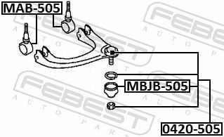 Arm Bushing Febest Mr162803 For Mitsubishi for Upper Control Arm 