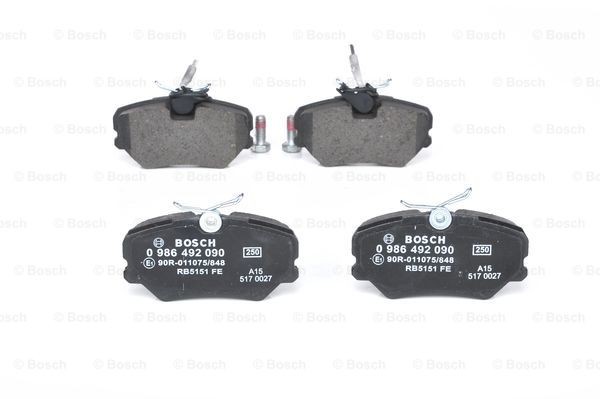 0986492090 Disc brake pads BOSCH E1 90R - 011075/848 review and test