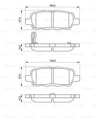 0986494090 Set of brake pads 23 871 BOSCH Low-Metallic, with acoustic wear warning, with mounting manual