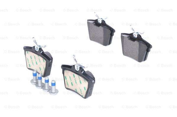 0986494095 Set of brake pads 24135 BOSCH Low-Metallic, with mounting manual, with anti-squeak plate, with bolts/screws