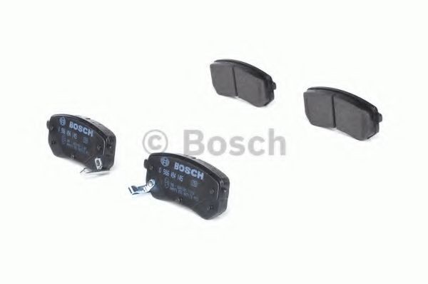 0986494145 Set of brake pads 24276 BOSCH Low-Metallic, with integrated wear sensor, with anti-squeak plate, with mounting manual